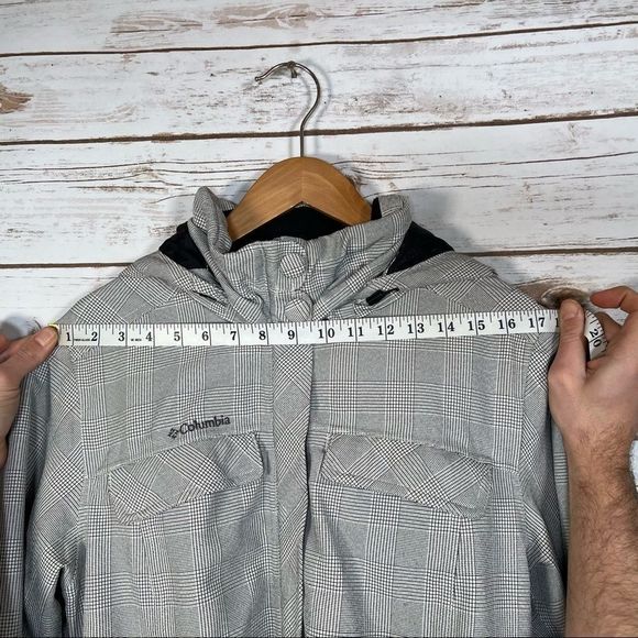 Columbia Checked Long Rain Jacket with Belt and Hood size M - Picture 11 of 13